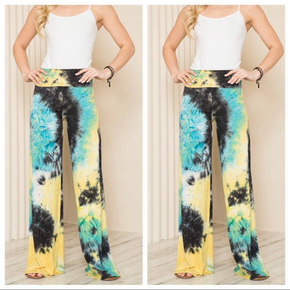Boho Chic Tie Dye high waist Palazzo pants - Picture 2 of 5
